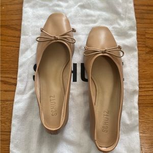 Schutz square toe nude ballet flats.